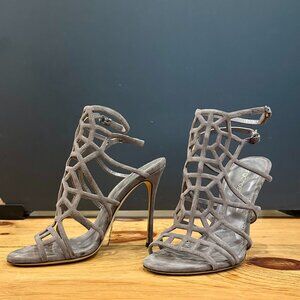 Sergio Rossi Size 37 Grey Spider Web Stilettos